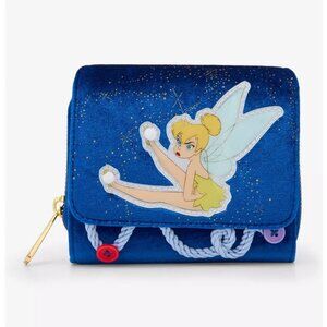 Loungefly Disney Tinker Bell Wallet Peter Pan Buttons Pixie Dust Zip Snap New
